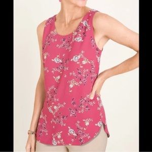 Chico’s Pink Floral to Solid Reversible Tank Top Size 1 (J)